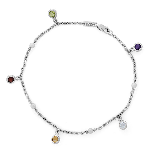 deakin & francis 18ct White Gold Multi Gemstone and Cultured Pearl Bracelet