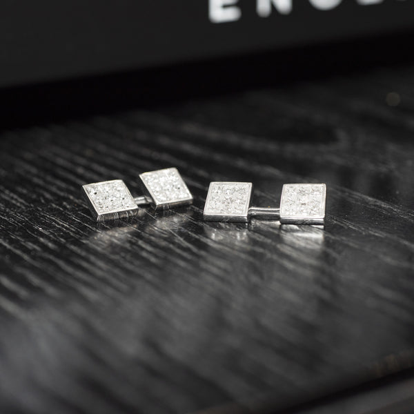 Deakin & Francis 18ct White Gold Pavé Set Diamond Cufflinks