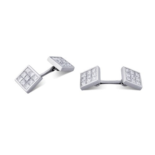 deakin & francis 18ct White Gold Pavé Set Diamond Cufflinks