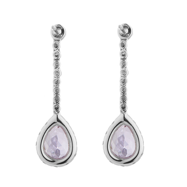 Deakin & Francis 18ct White Gold Pink Sapphire Diamond And Pink Kunzite Drop Earrings