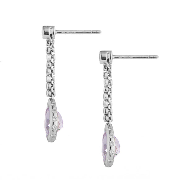 Deakin & Francis 18ct White Gold Pink Sapphire Diamond And Pink Kunzite Drop Earrings