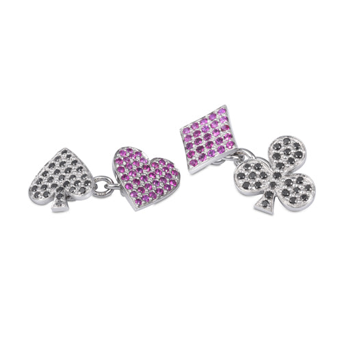 deakin & francis 18ct White Gold Ruby And Black Diamond Playing Card Symbol Cufflinks