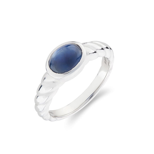 Deakin & Francis 18ct White Gold Sapphire Ring With Twist Detail Shoulders