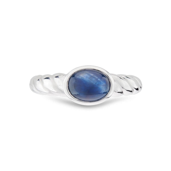 deakin & francis 18ct White Gold Sapphire Ring With Twist Detail Shoulders