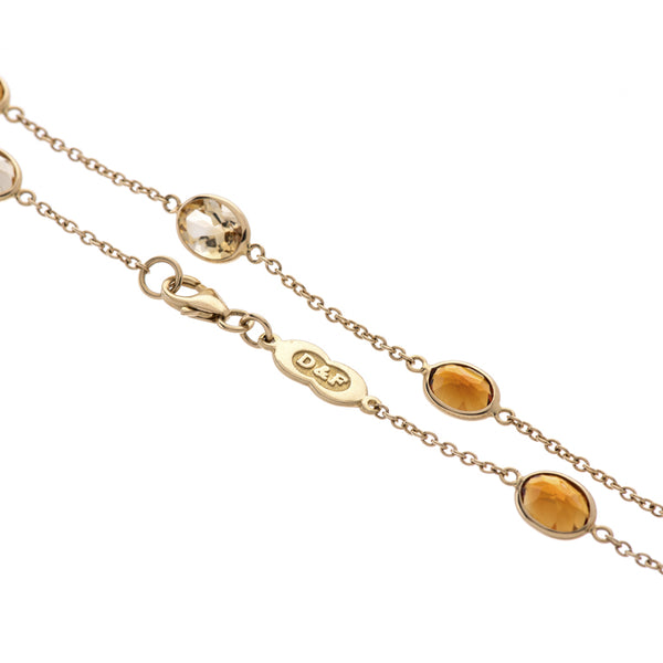 Deakin & Francis 18ct Yellow Gold 32" Light And Dark Citrine Spectacle Necklace