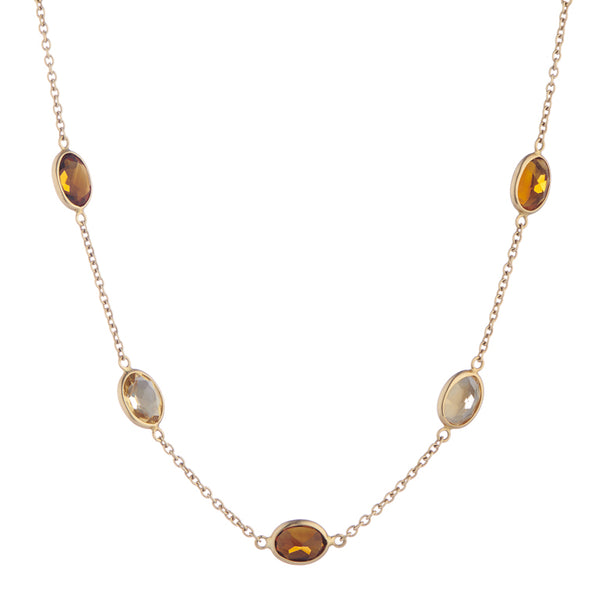 Deakin & Francis 18ct Yellow Gold 32" Light And Dark Citrine Spectacle Necklace