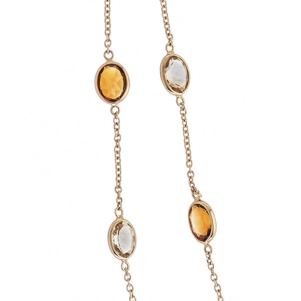 Deakin & Francis 18ct Yellow Gold 32" Light And Dark Citrine Spectacle Necklace