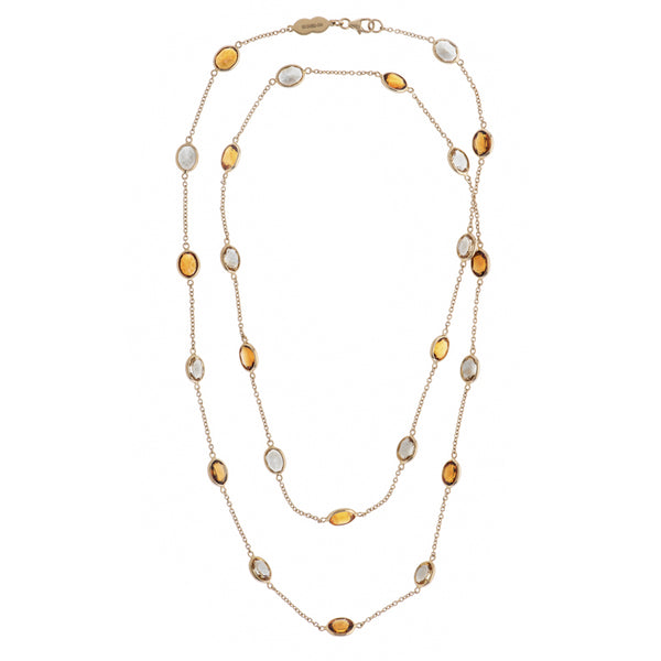 deakin & francis 18ct Yellow Gold 32" Light And Dark Citrine Spectacle Necklace