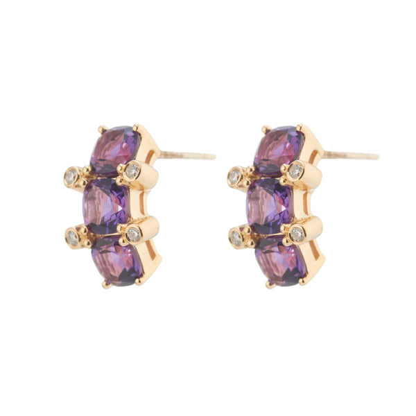 Deakin & Francis 18ct Yellow Gold Amethyst And Diamond Half Hoop Earrings