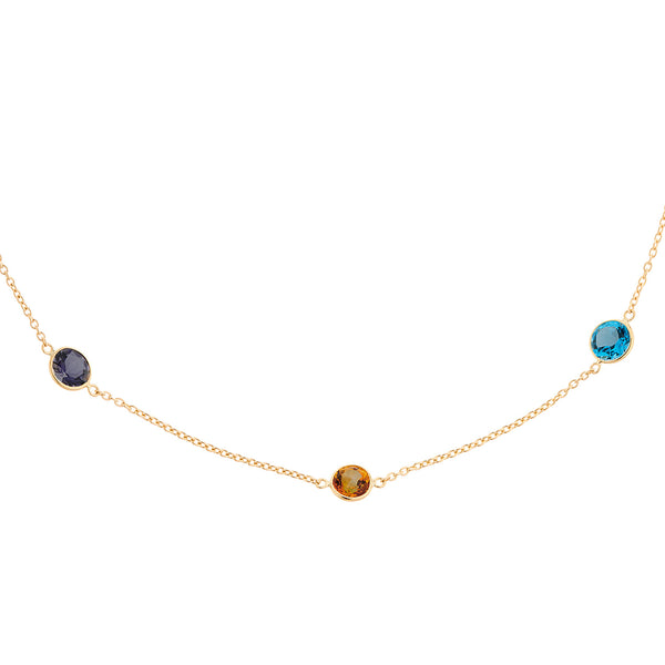 Deakin & Francis 18ct Yellow Gold Assorted Gemstone Spectacle Necklace
