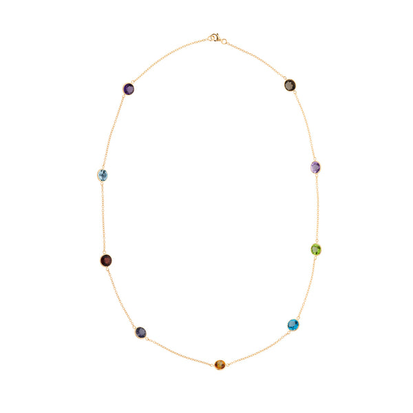 deakin & francis 18ct Yellow Gold Assorted Gemstone Spectacle Necklace