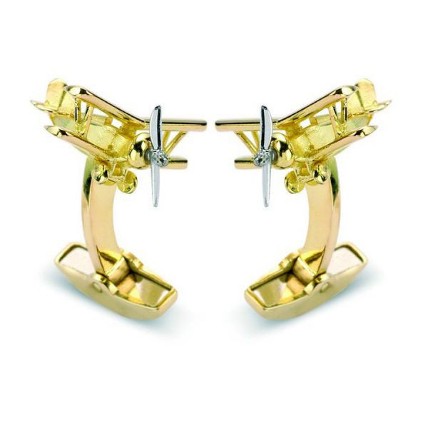 deakin & francis 18ct Yellow Gold Biplane with Rotating Propeller Cufflinks