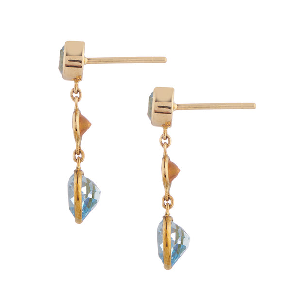 Deakin & Francis 18ct Yellow Gold Blue Topaz And Fire Opal Drop Earrings