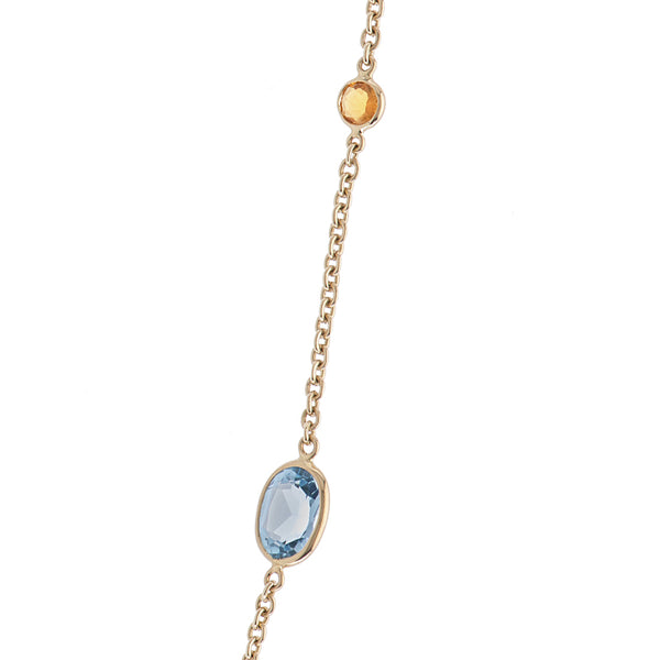 Deakin & Francis 18ct Yellow Gold Blue Topaz And Fire Opal Necklace