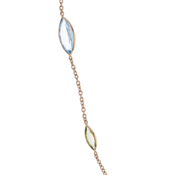 Deakin & Francis 18ct Yellow Gold Blue Topaz And Peridot Spectacle Necklace
