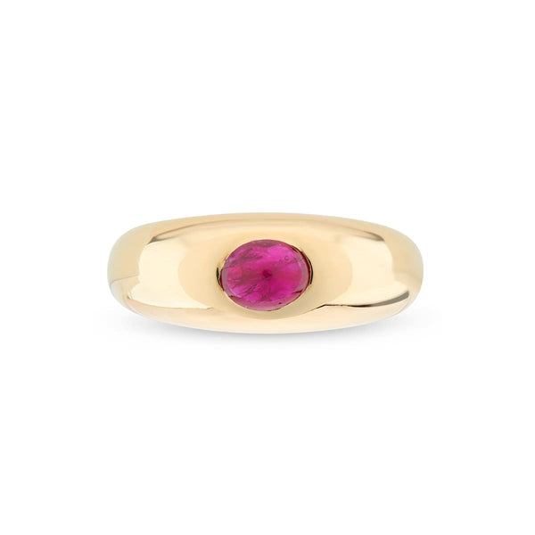 deakin & francis 18ct Yellow Gold Cabochon Ruby Gypsy Ring