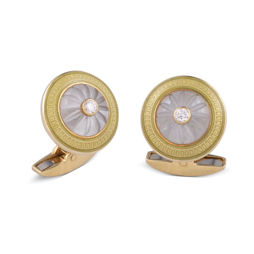 deakin & francis 18ct Yellow Gold Crystal Cufflinks With Diamond Centre deakin & francis 18ct Yellow Gold Crystal Cufflinks With Diamond Centre