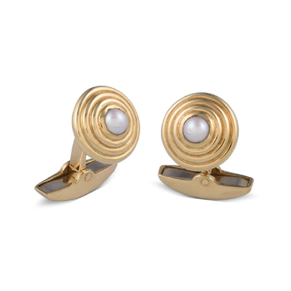 deakin & francis 18ct Yellow Gold Cufflinks With Fresh Water Pearl Centre