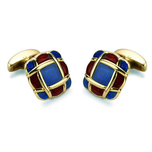 deakin & francis 18ct Yellow Gold Cushion Style Enamel Cufflinks