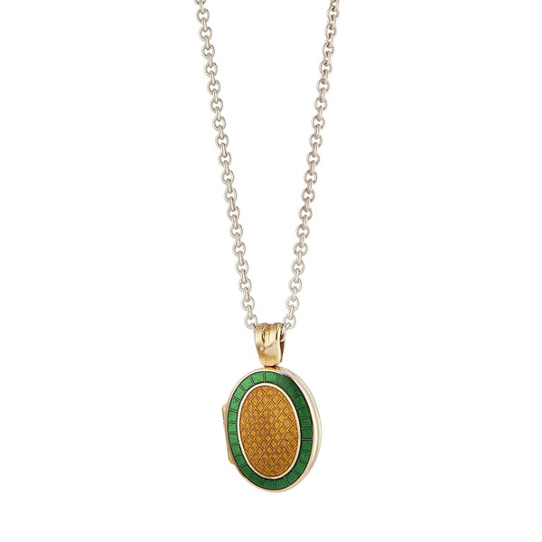 deakin & francis 18ct Yellow Gold Dark Green And Brown Enamel Locket