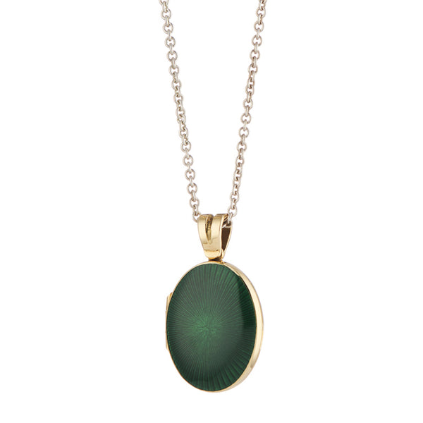 deakin & francis 18ct Yellow Gold Dark Green Enamel Locket