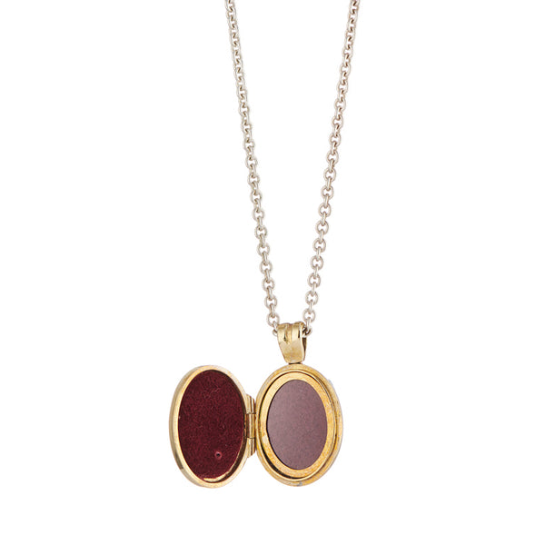 Deakin & Francis 18ct Yellow Gold Dark Pink And Mauve Enamel Locket