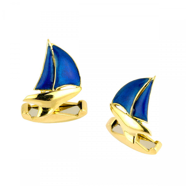 deakin & francis 18ct Yellow Gold Enamel Yacht Cufflinks