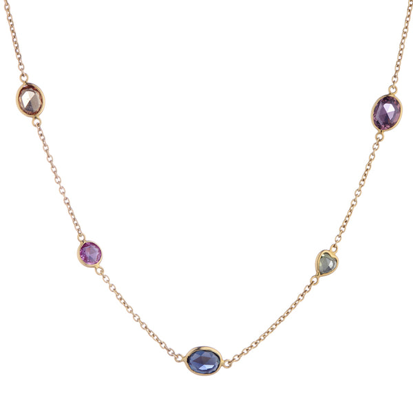 Deakin & Francis 18ct Yellow Gold Fancy Colour And Fancy Shape Sapphire Necklace