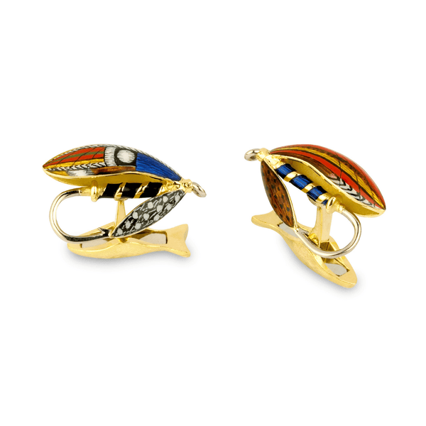 deakin & francis 18ct Yellow Gold Fly Fishing Cufflinks