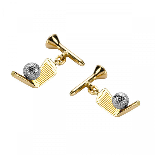 deakin & francis 18ct Yellow Gold Golf Club and Tee with Ball Cufflinks deakin & francis 18ct Yellow Gold Golf Club and Tee with Ball Cufflinks