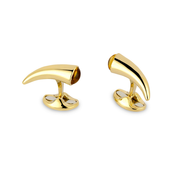 deakin & francis 18ct Yellow Gold Horn Cufflinks With Citrine End