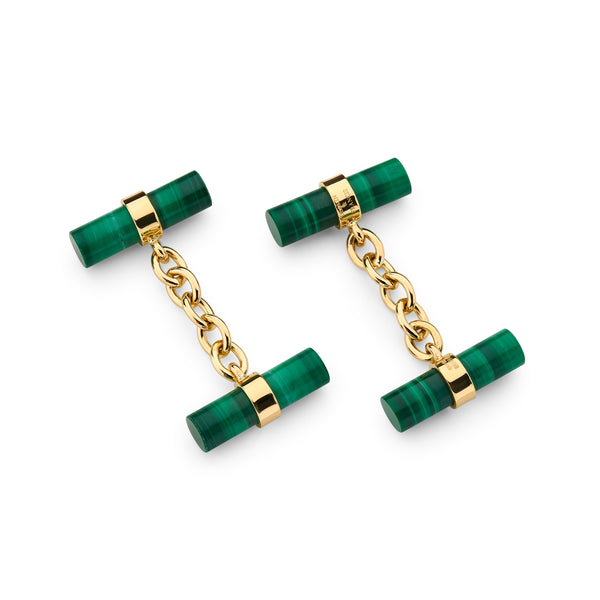 deakin & francis 18ct Yellow Gold Malachite Chain Link Cufflinks