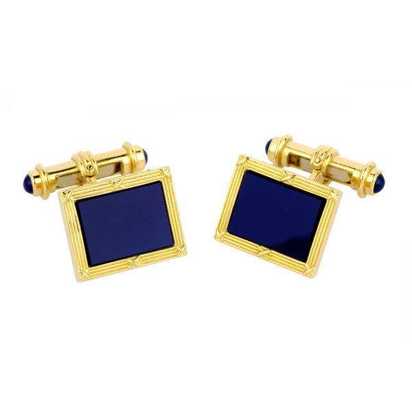 deakin & francis 18ct Yellow Gold Oblong Cufflinks with Lapis Lazuli