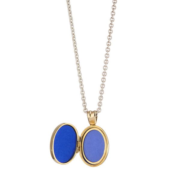 Deakin & Francis 18ct Yellow Gold Royal Blue And Dark Green Enamel Pattern Locket