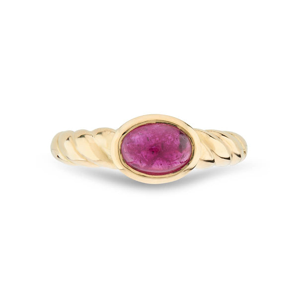 Deakin & Francis 18ct Yellow Gold Ruby Ring With Twist Detail Shoulders