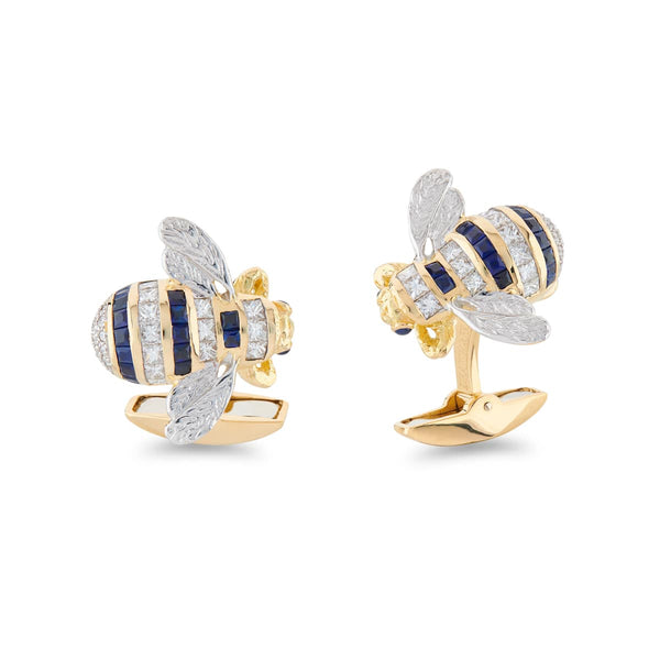 deakin & francis 18ct Yellow Gold Sapphire And Diamond Bumble Bee Cufflinks