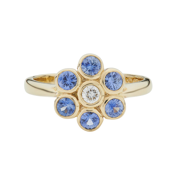 Deakin & Francis 18ct Yellow Gold Sapphire And Diamond Cluster Ring