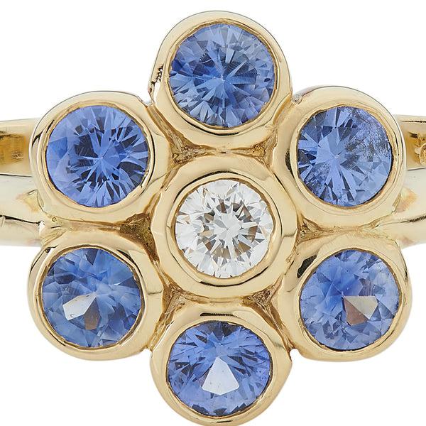 Deakin & Francis 18ct Yellow Gold Sapphire And Diamond Cluster Ring