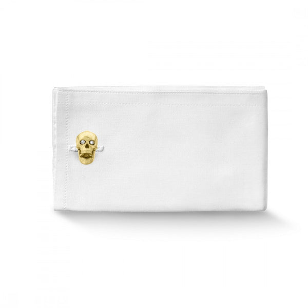 Deakin & Francis 18ct Yellow Gold Skull Cufflinks With Popping Diamond Eyes