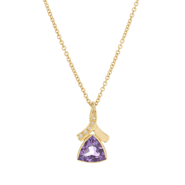 deakin & francis 18ct Yellow Gold Trilliant Cut Amethyst And Diamond Pendant