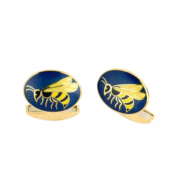 deakin & francis 18ct Yellow Gold Vitreous Enamel Wasp Cufflinks