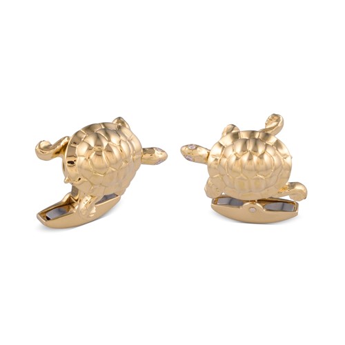 deakin & francis 18ct Yellow Gold Walking Tortoise Cufflinks With Diamond Eyes