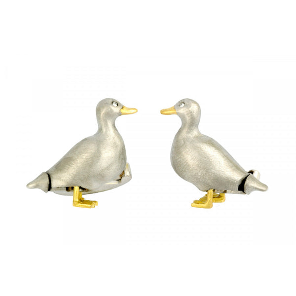 deakin & francis 18ct Yellow & White Gold Duck Cufflinks