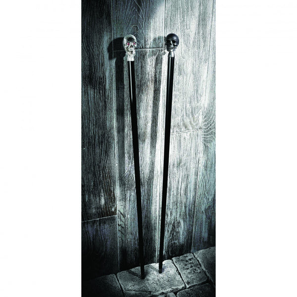 Deakin & Francis Black Walking Stick With High Shine Skull Head