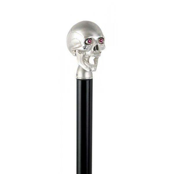 deakin & francis Black Walking Stick with High Shine Skull Head