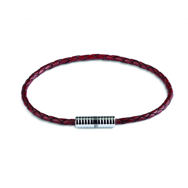 deakin & francis Brown Leather Bracelet with Rhodium Plated Clasp