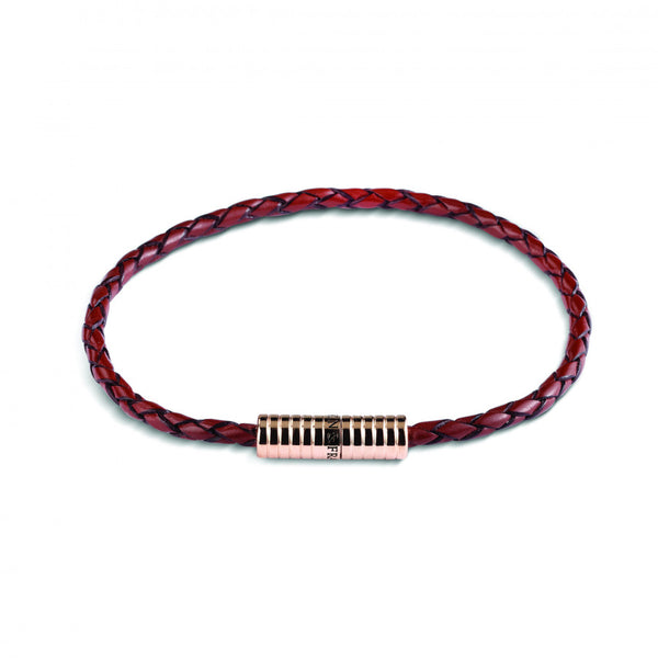 deakin & francis Brown Leather Bracelet with Rose Plated Clasp