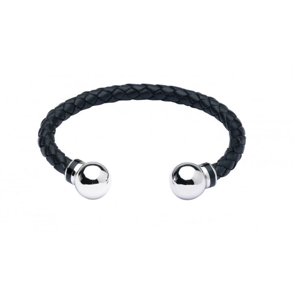 Deakin & Francis Leather Bangle With Silver Beads