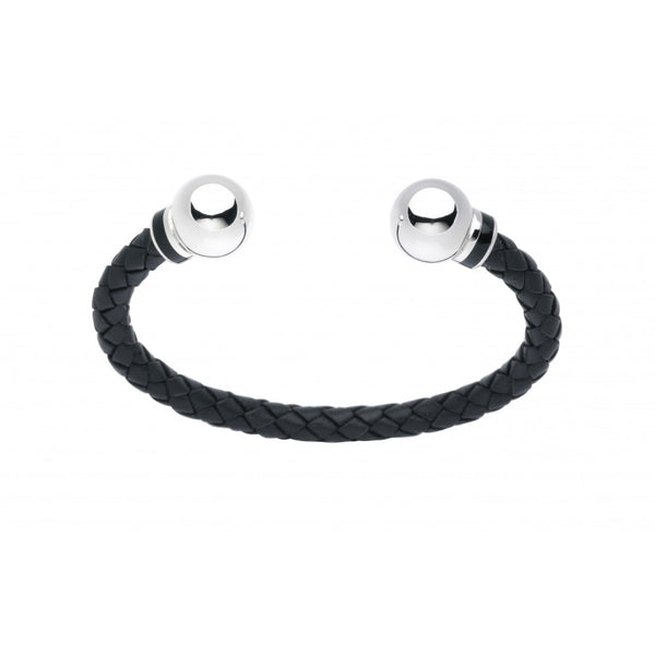 deakin & francis Leather Bangle with Silver Beads