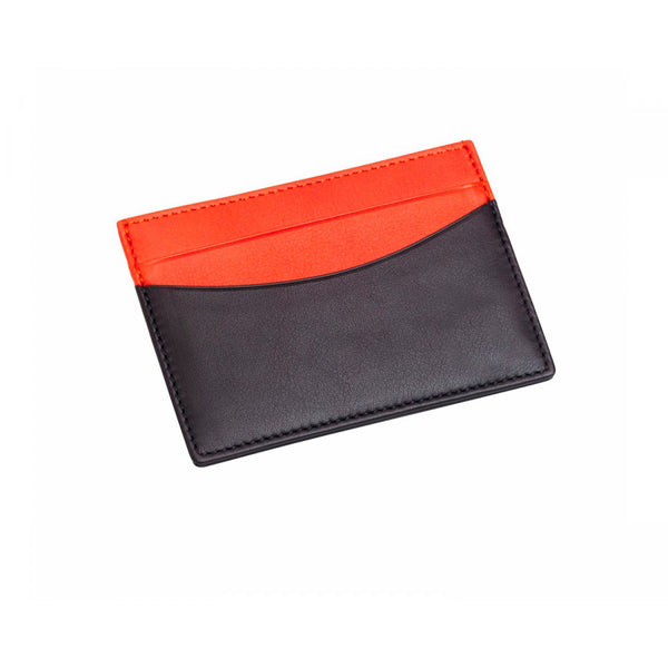 deakin & francis Leather Flat Card Case in Burgundy